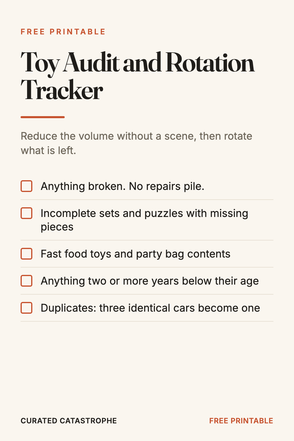 Toy Audit and Rotation Tracker